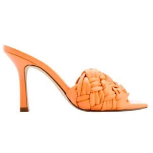 Revolve Marc Fisher Draya Orange Braided Leather Sandal Pump Mule Heels