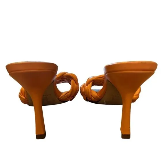 Revolve Marc Fisher Draya Orange Braided Leather Sandal Pump Mule Heels