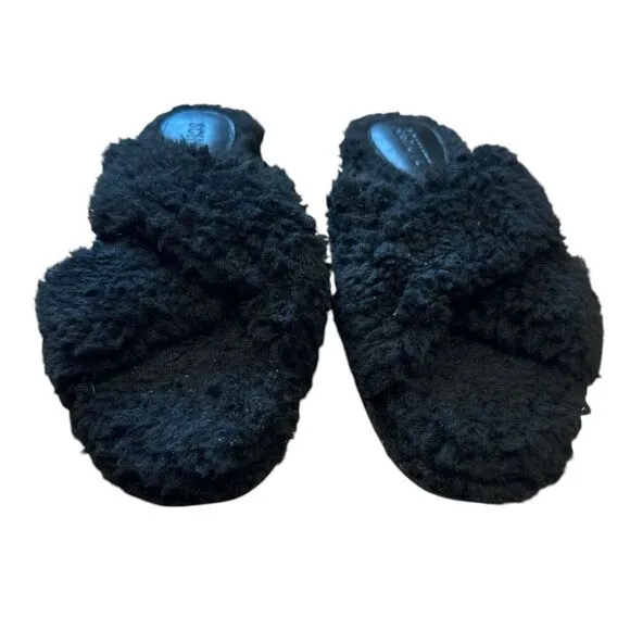 Revolve SCHUTZ S-Dynora Slipper Slip On Criss Cross Teddy Bear Shearling Sandals