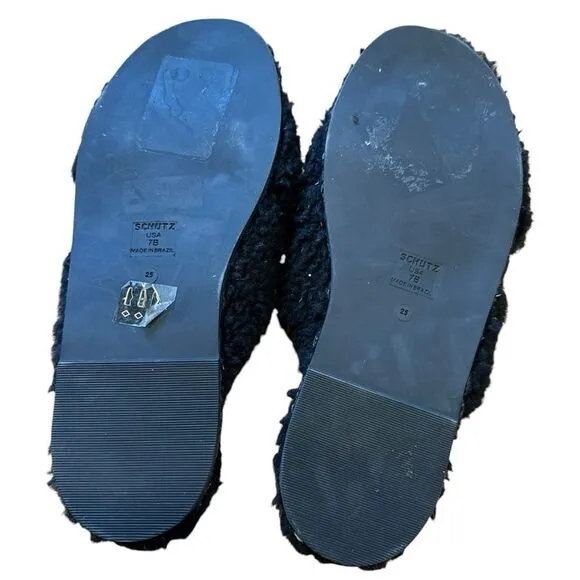 Revolve SCHUTZ S-Dynora Slipper Slip On Criss Cross Teddy Bear Shearling Sandals