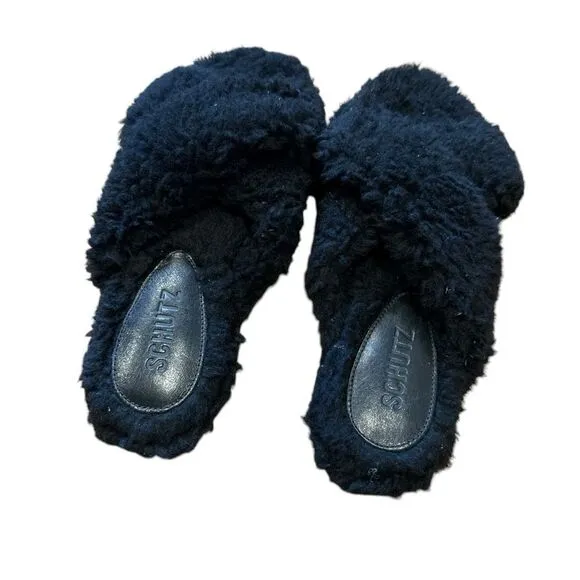 Revolve SCHUTZ S-Dynora Slipper Slip On Criss Cross Teddy Bear Shearling Sandals