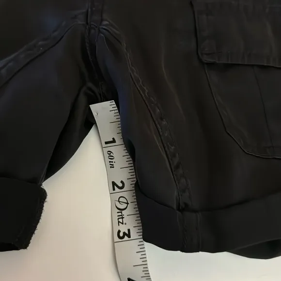 Rich &amp; Skinny 100% Silk Black Cargo Style Button Fly Chic Short Shorts 27