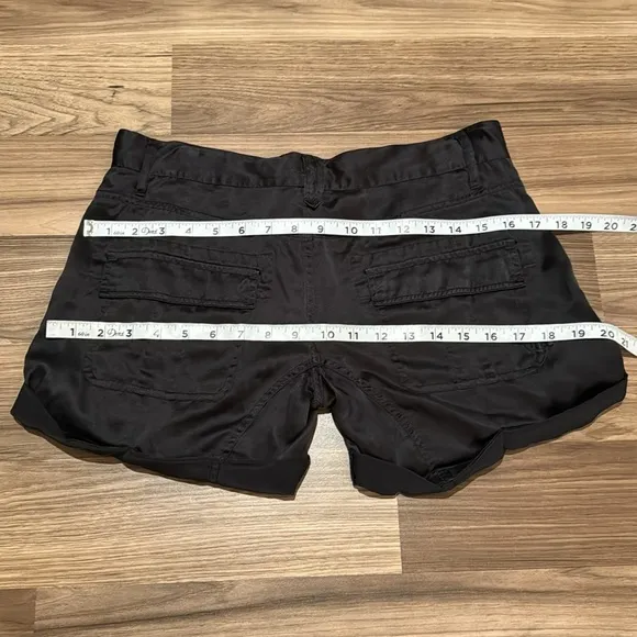 Rich &amp; Skinny 100% Silk Black Cargo Style Button Fly Chic Short Shorts 27