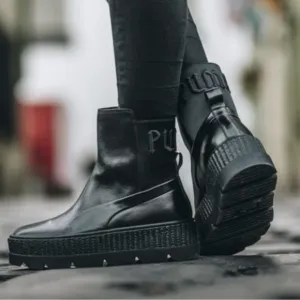 Rihanna FENTY PUMA Chelsea Sneaker Boots in Triple Black, Size 5.5