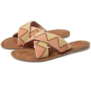 Roan Bed Stu Beaded Slip On Sandals Beige Leather Lining Hand Made Size 8 NWB
