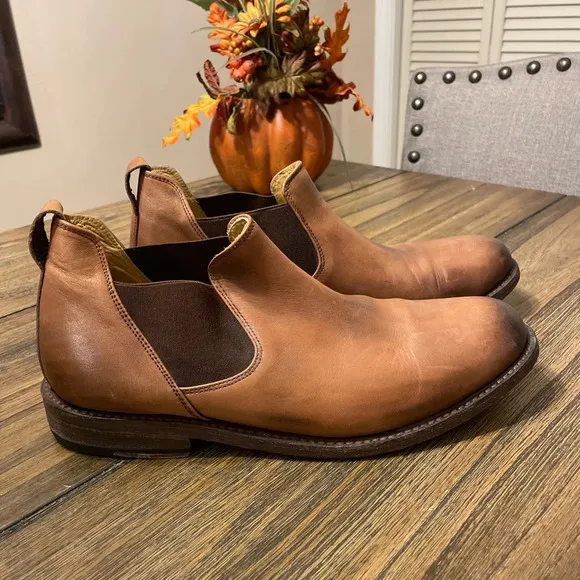 Roan by Bed Stu Men’s Tan Brown Burnished Leather Chelsea Boots Size 9 Casual