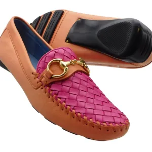 Robert Zur Designer Orange Crush and Fuschia Tglove Leather Loafers 6.5
