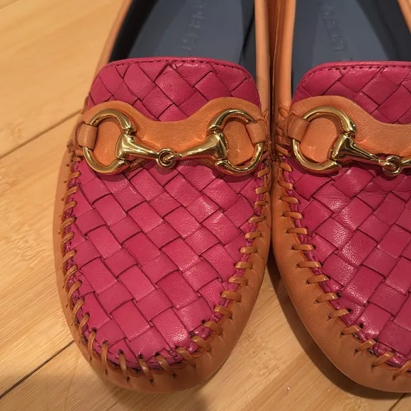 Robert Zur Designer Orange Crush and Fuschia Tglove Leather Loafers 6.5