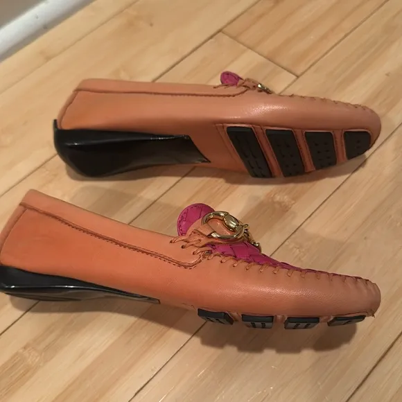Robert Zur Designer Orange Crush and Fuschia Tglove Leather Loafers 6.5