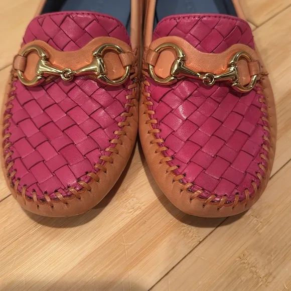 Robert Zur Designer Orange Crush and Fuschia Tglove Leather Loafers 6.5