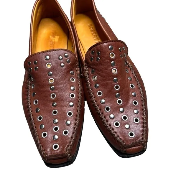 Robert zur grommet leather slip on flats 8.5 NARROW