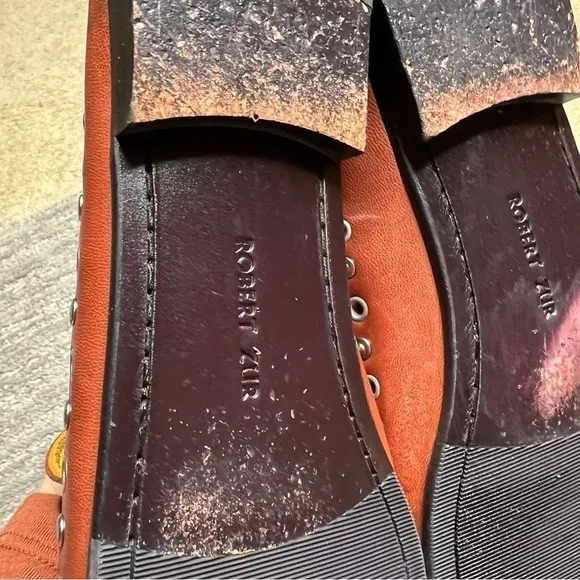 Robert zur grommet leather slip on flats 8.5 NARROW