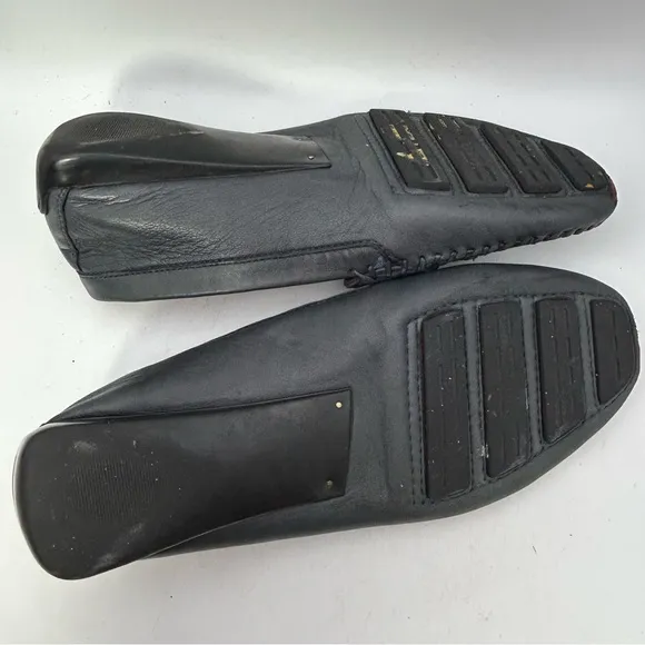 ROBERT ZUR MENS SHOES BLACK 9 leather woven loafers slip one driving luxury
