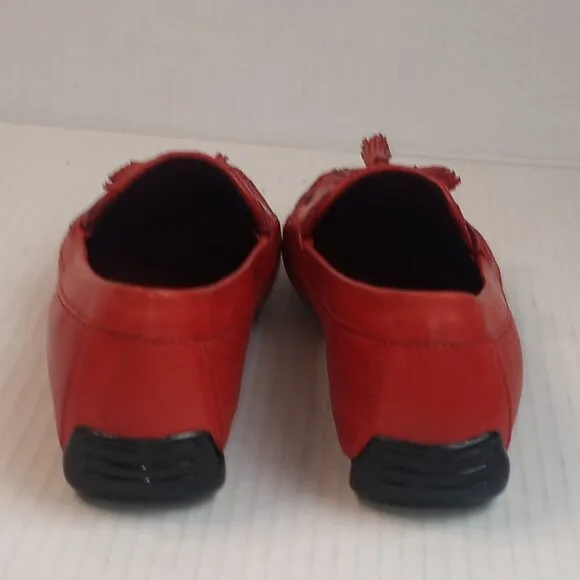 Robert Zur Red Leather Woven Loafers