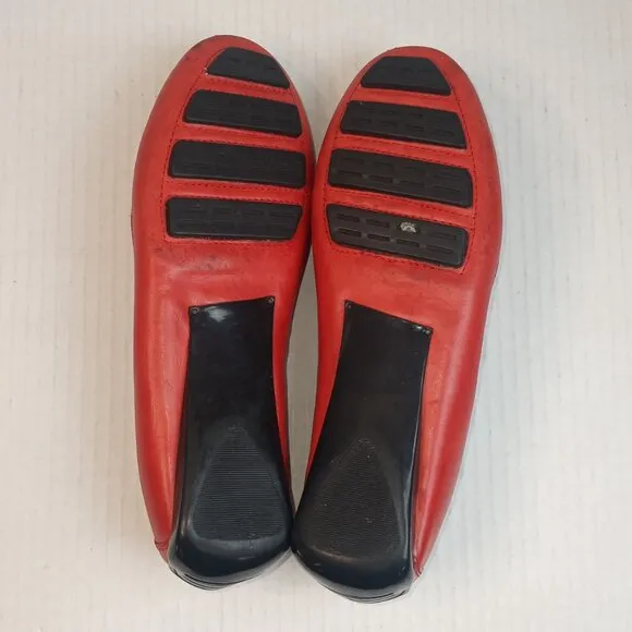 Robert Zur Red Leather Woven Loafers