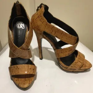 Rock &amp; Republic strap stilettos pump heels sandals natural glaze cork size 6