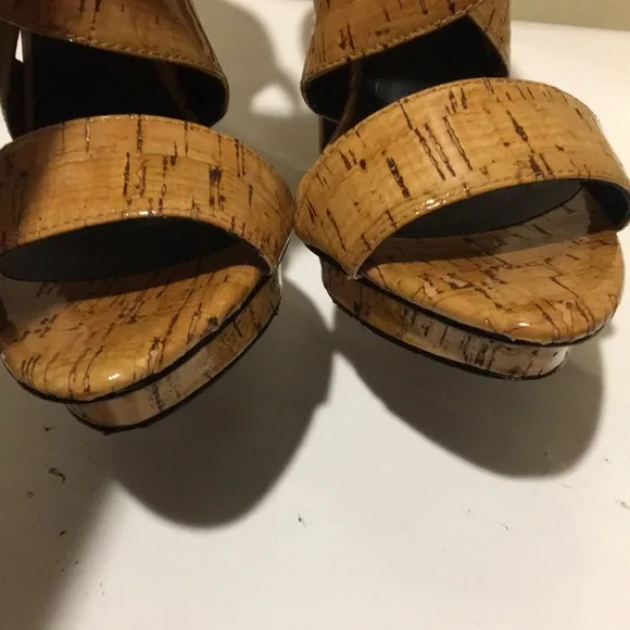 Rock &amp; Republic strap stilettos pump heels sandals natural glaze cork size 6