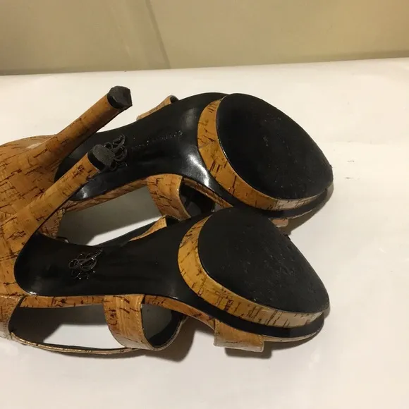 Rock &amp; Republic strap stilettos pump heels sandals natural glaze cork size 6