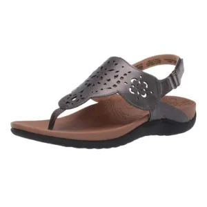 Rockport Womens Ridge Circle Pewter T-Strap Sandals Size 9.5 Pewter