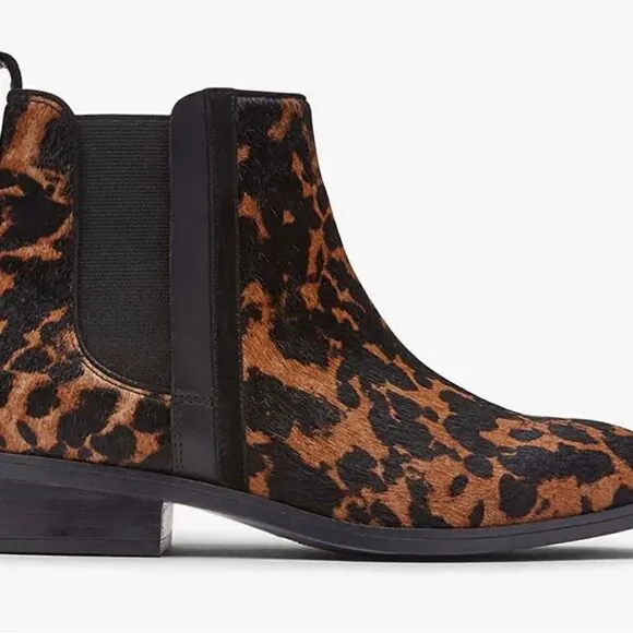 Rockport Larkin Chelsea Leopard cow hair Ankle boots NWT