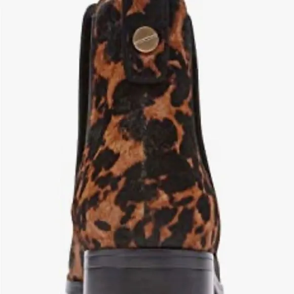 Rockport Larkin Chelsea Leopard cow hair Ankle boots NWT