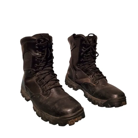 Rocky Alpha Force Black Leather Lace-Up Combat Boots Men's Size 13W