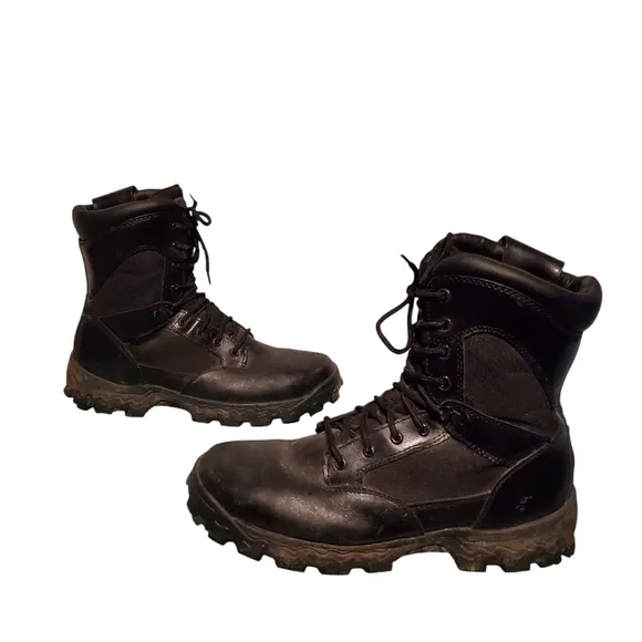 Rocky Alpha Force Black Leather Lace-Up Combat Boots Men's Size 13W