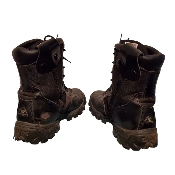 Rocky Alpha Force Black Leather Lace-Up Combat Boots Men's Size 13W