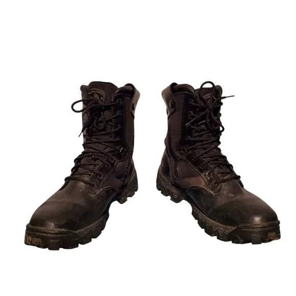 Rocky Alpha Force Black Leather Lace-Up Combat Boots Men's Size 13W