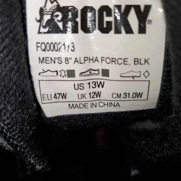 Rocky Alpha Force Black Leather Lace-Up Combat Boots Men's Size 13W