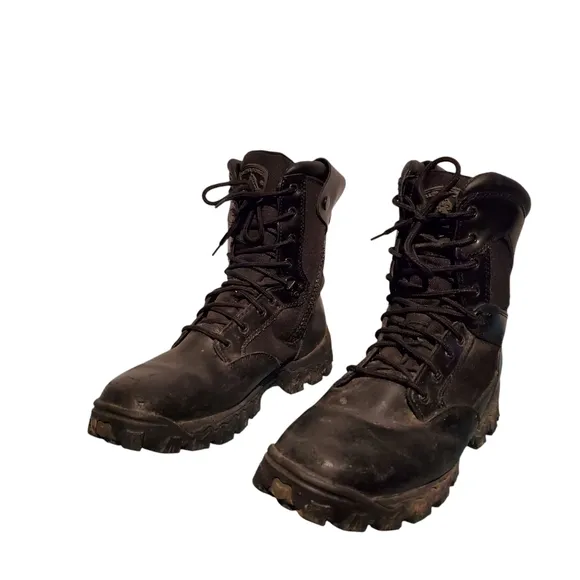Rocky Alpha Force Black Leather Lace-Up Combat Boots Men's Size 13W
