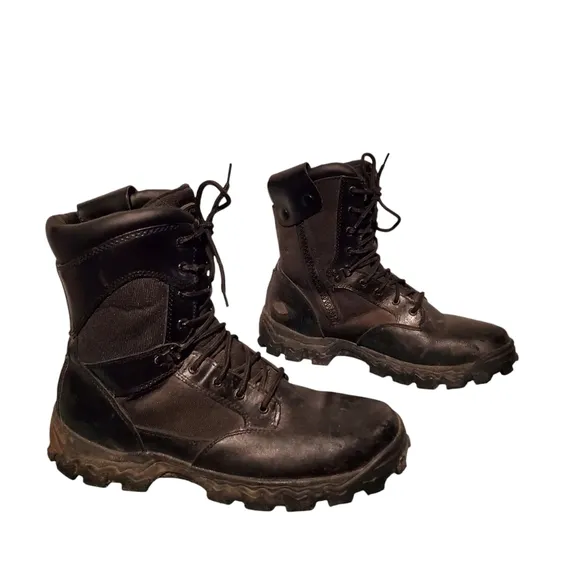 Rocky Alpha Force Black Leather Lace-Up Combat Boots Men's Size 13W