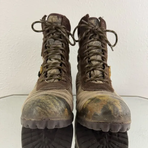ROCKY Mens Brown Tan Leather Camouflage Gore-Tex Lace Up Outdoor Combat Boots