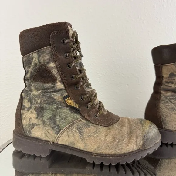 ROCKY Mens Brown Tan Leather Camouflage Gore-Tex Lace Up Outdoor Combat Boots
