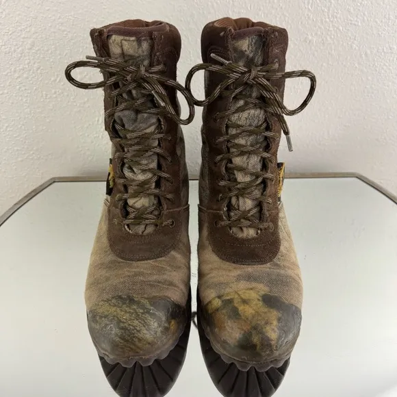 ROCKY Mens Brown Tan Leather Camouflage Gore-Tex Lace Up Outdoor Combat Boots