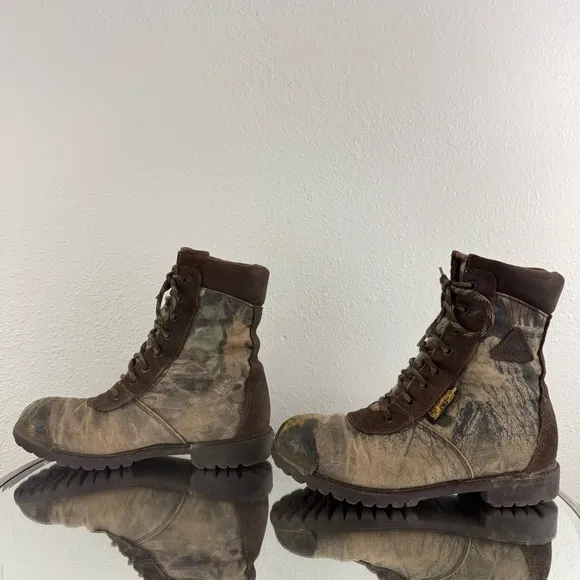 ROCKY Mens Brown Tan Leather Camouflage Gore-Tex Lace Up Outdoor Combat Boots
