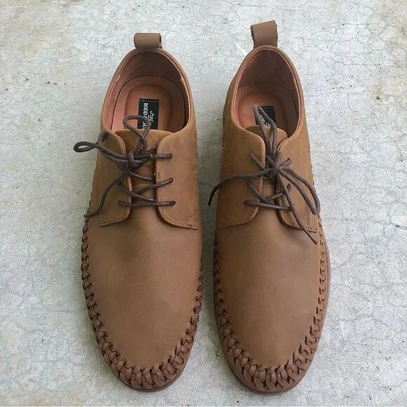 Rodd &amp; Gunn Shoes Hamilton Huarache Loafers Lace Up Brown Nubuck Leather Euro 45