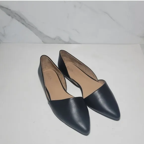 ROHB By Joyce Azria Black pointy toe D'Orsay ballerina flats NWOT Size 8.5