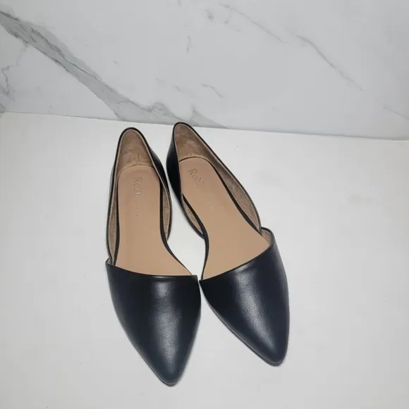 ROHB By Joyce Azria Black pointy toe D'Orsay ballerina flats NWOT Size 8.5