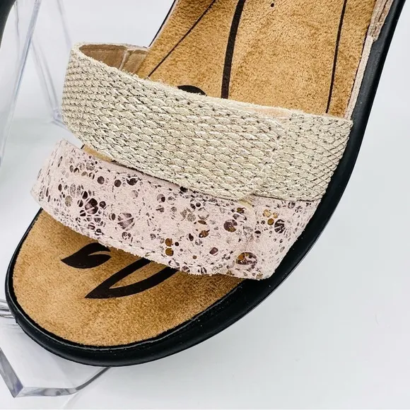 Romika Ibiza 103 Tan/Gold Leather  Hook &amp; Loop Closure Slip On Sandals
