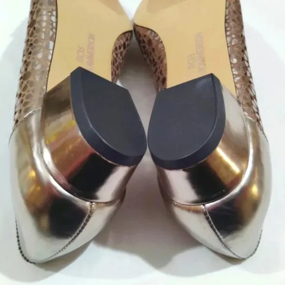 Ros Hommerson Leather Ballet Flats Trisha Pewter Box 6.5N Narrow Metallic 6.5