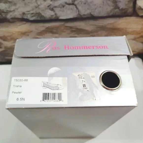 Ros Hommerson Leather Ballet Flats Trisha Pewter Box 6.5N Narrow Metallic 6.5
