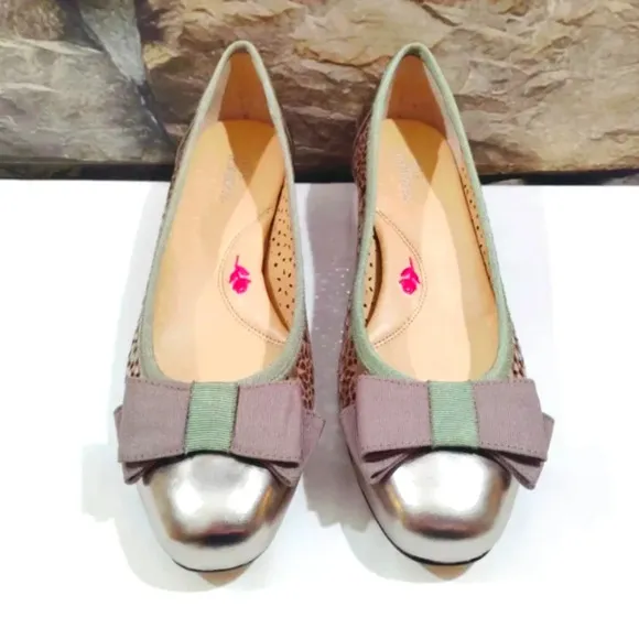 Ros Hommerson Leather Ballet Flats Trisha Pewter Box 6.5N Narrow Metallic 6.5