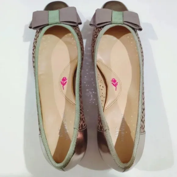 Ros Hommerson Leather Ballet Flats Trisha Pewter Box 6.5N Narrow Metallic 6.5