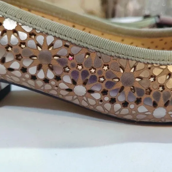 Ros Hommerson Leather Ballet Flats Trisha Pewter Box 6.5N Narrow Metallic 6.5