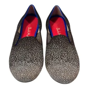 Rothys 7 Black Silver Metallic Glitter Loafers Flats Luxury Comfort Shoe Office