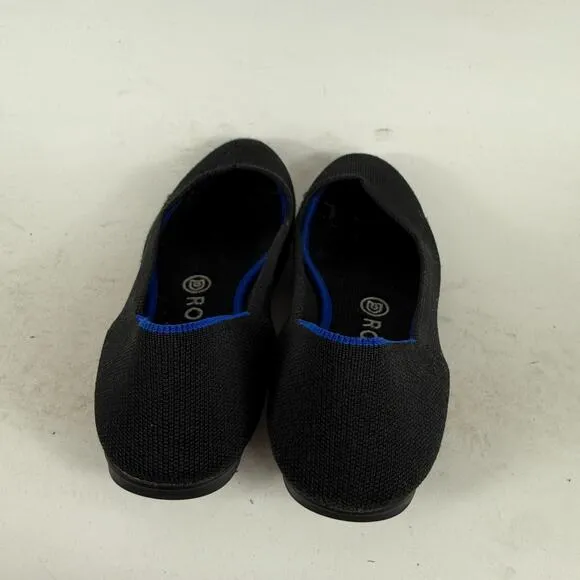Rothys Ballet Flats Women's 8.5 Black Knit Slip-On Comfort Round Toe Casual