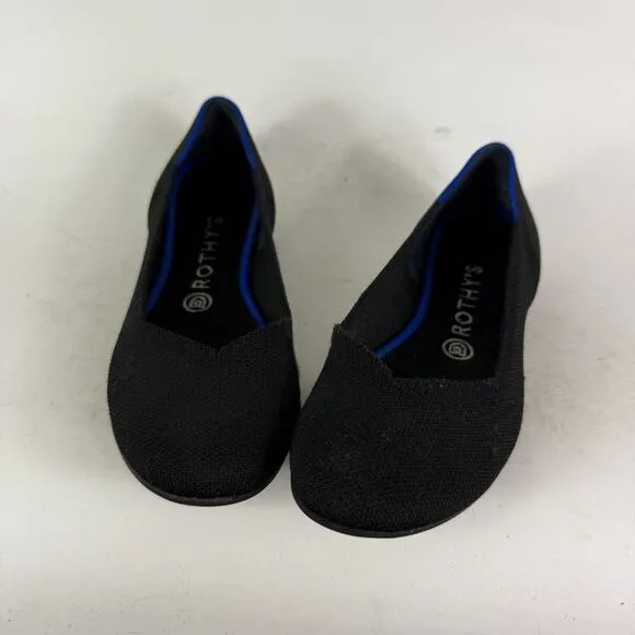 Rothys Ballet Flats Women's 8.5 Black Knit Slip-On Comfort Round Toe Casual