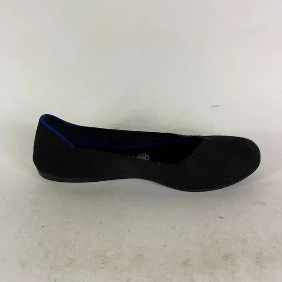 Rothys Ballet Flats Women's 8.5 Black Knit Slip-On Comfort Round Toe Casual