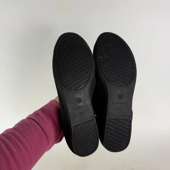 Rothys Ballet Flats Women's 8.5 Black Knit Slip-On Comfort Round Toe Casual